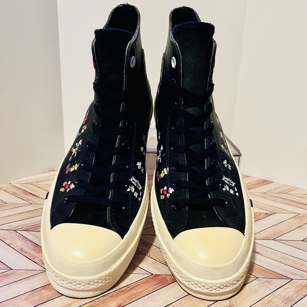 Kith x Disney Converse Men 10 Wmn 12 Black Leather Mickey Mouse Timeline 167508C - Picture 3 of 11